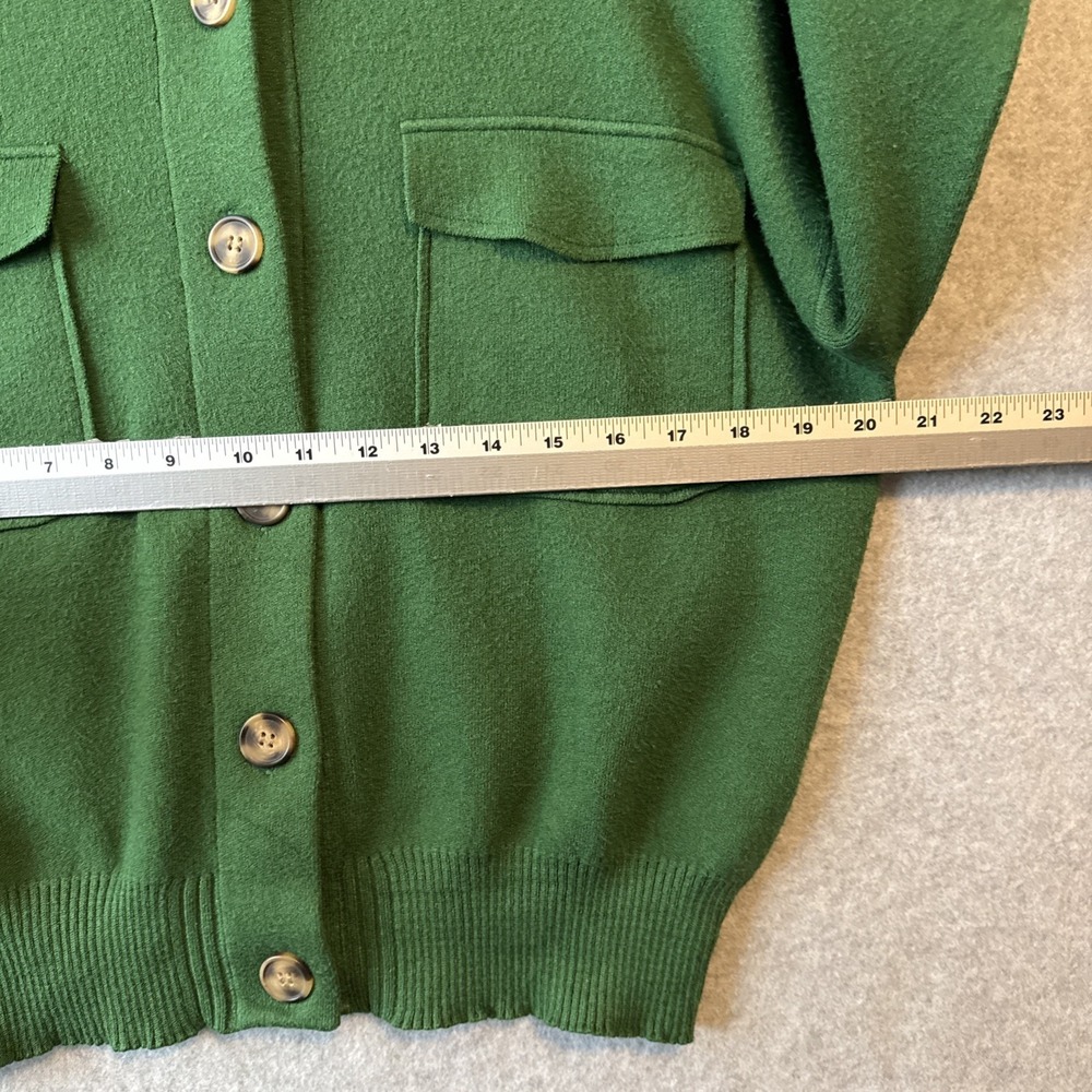Tahari Kelly Green Cardigan Sweater Jacket Utility Pocket Crop Boxy M Slouchy - Picture 4 of 8